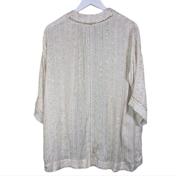 Soft Surroundings cardigan open front gold sequin light weight SP - Picture 3 of 6